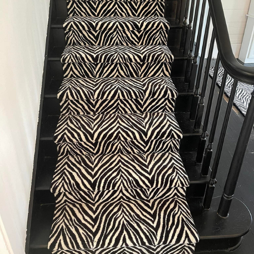 stair runner on stairs animal print black stairs